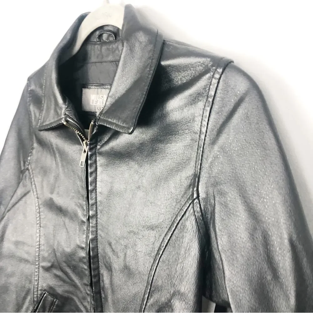 WILSONS LEATHER | Kids Black Leather Zip Front Jacket Youth Size Large
